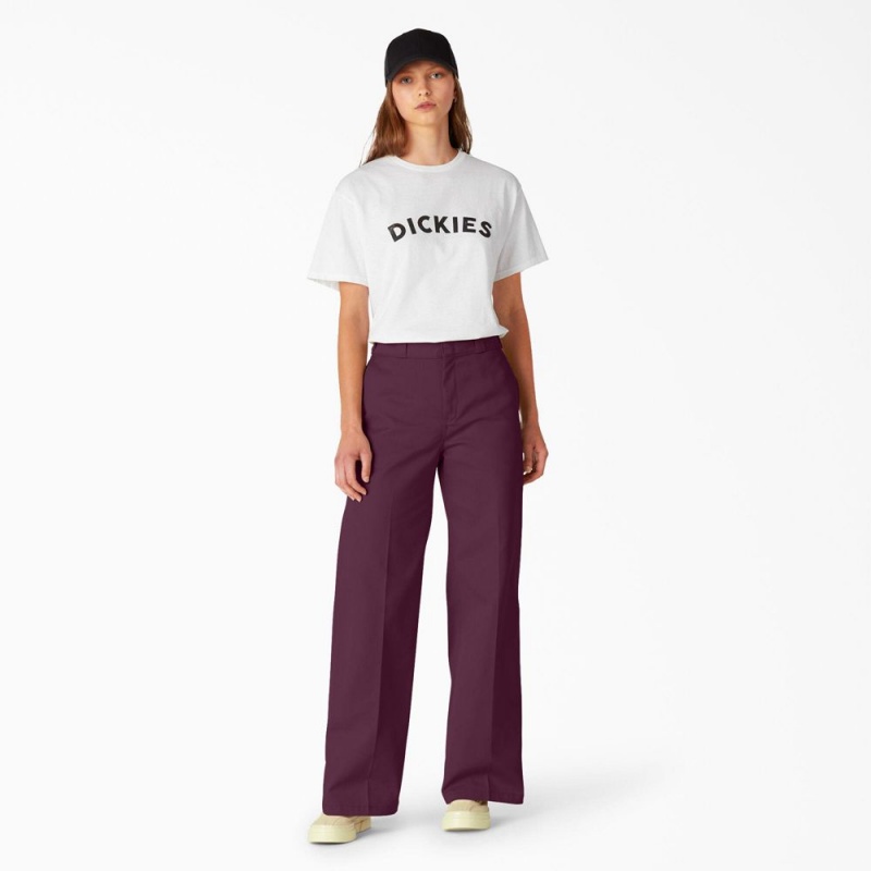 Purple Women's Dickies Regular Fit Wide Leg Work Pants | UTB582607