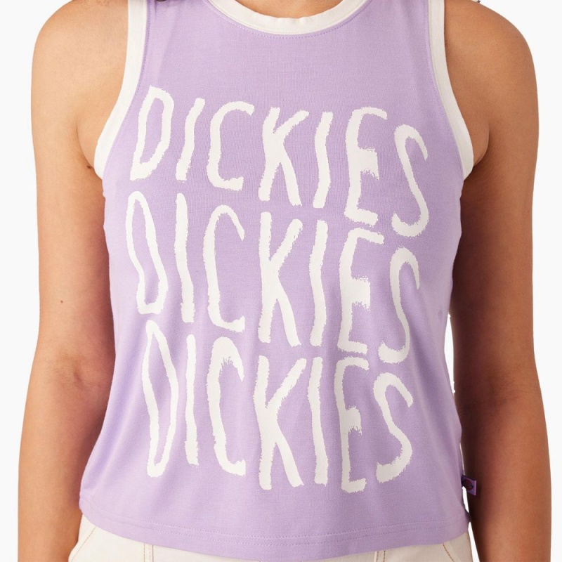 Purple Women's Dickies Sporty Graphic Tank Top | DXY072695