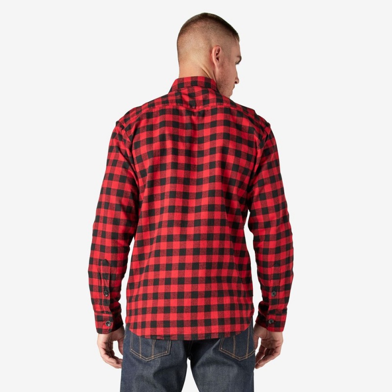 Red Men's Dickies 1922 Buffalo Check Flannel Shirt | YAQ725184