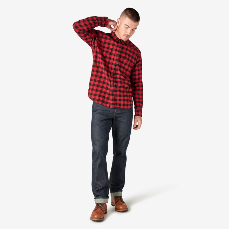 Red Men's Dickies 1922 Buffalo Check Flannel Shirt | YAQ725184