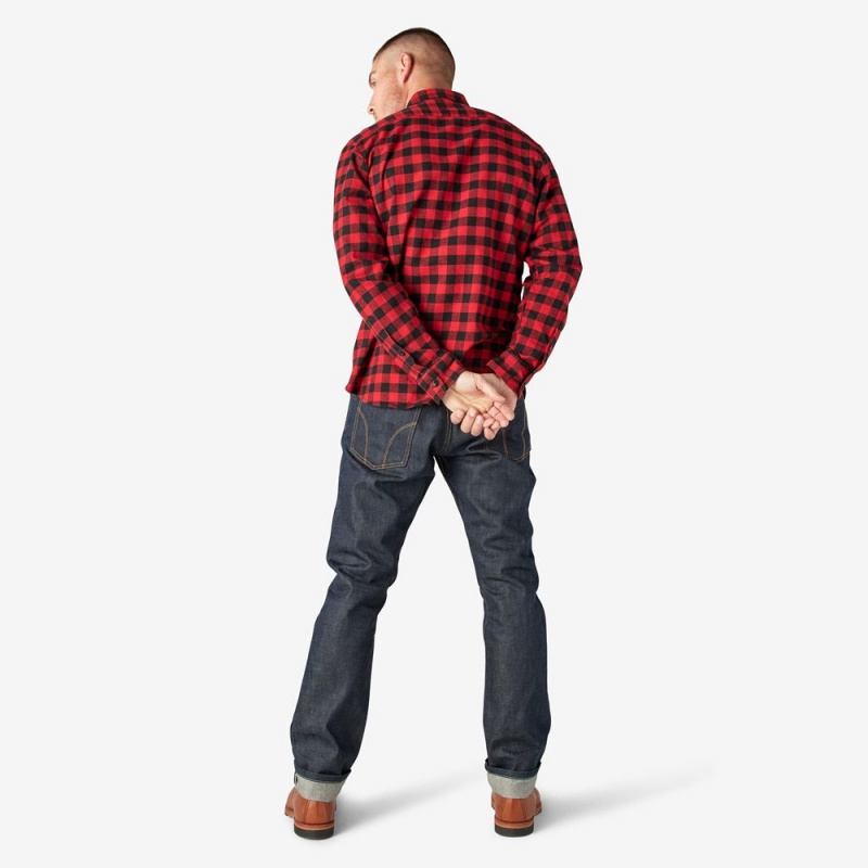 Red Men's Dickies 1922 Buffalo Check Flannel Shirt | YAQ725184