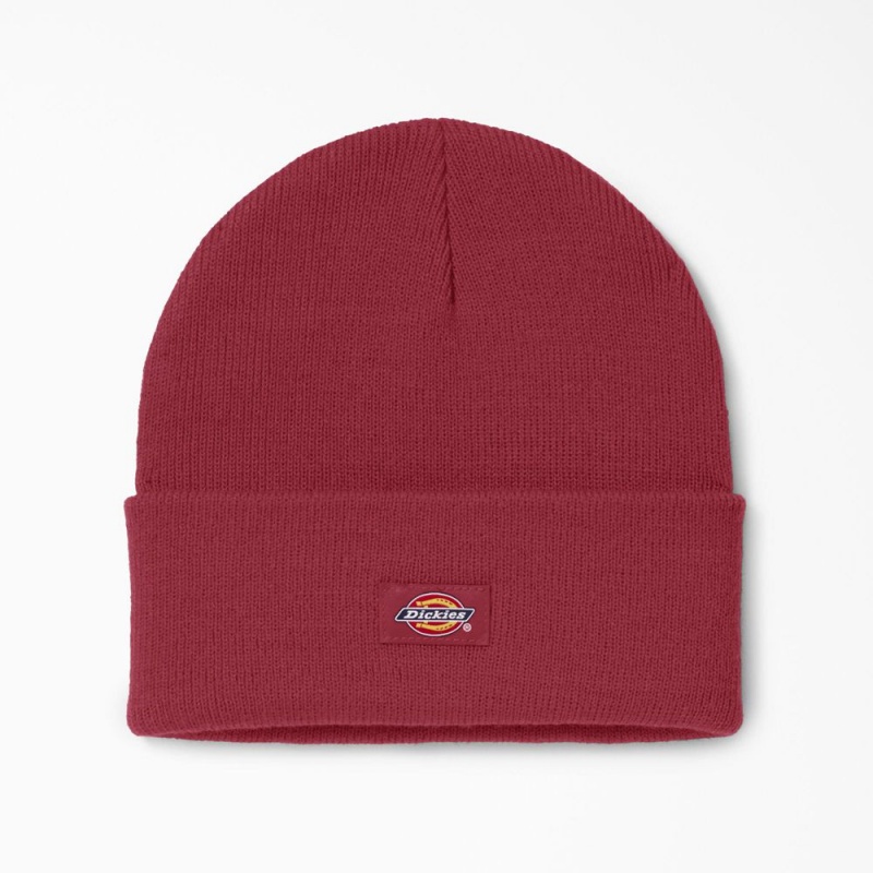 Red Men\'s Dickies Cuffed Knit Beanie | DFL461372