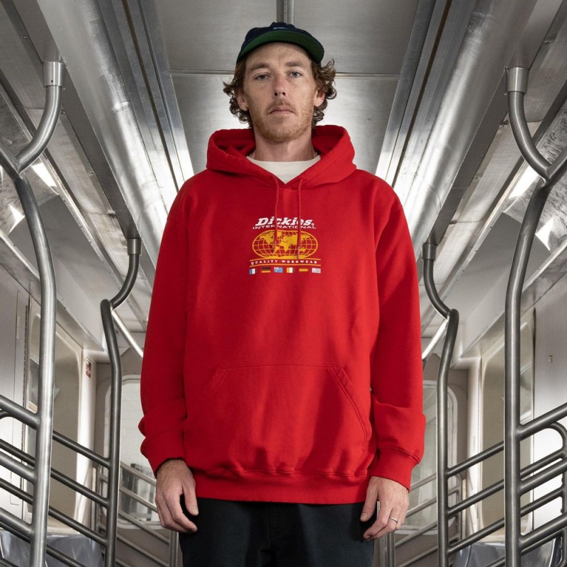 Red Men\'s Dickies Jake Hayes Graphic Hoodie | WSV289645