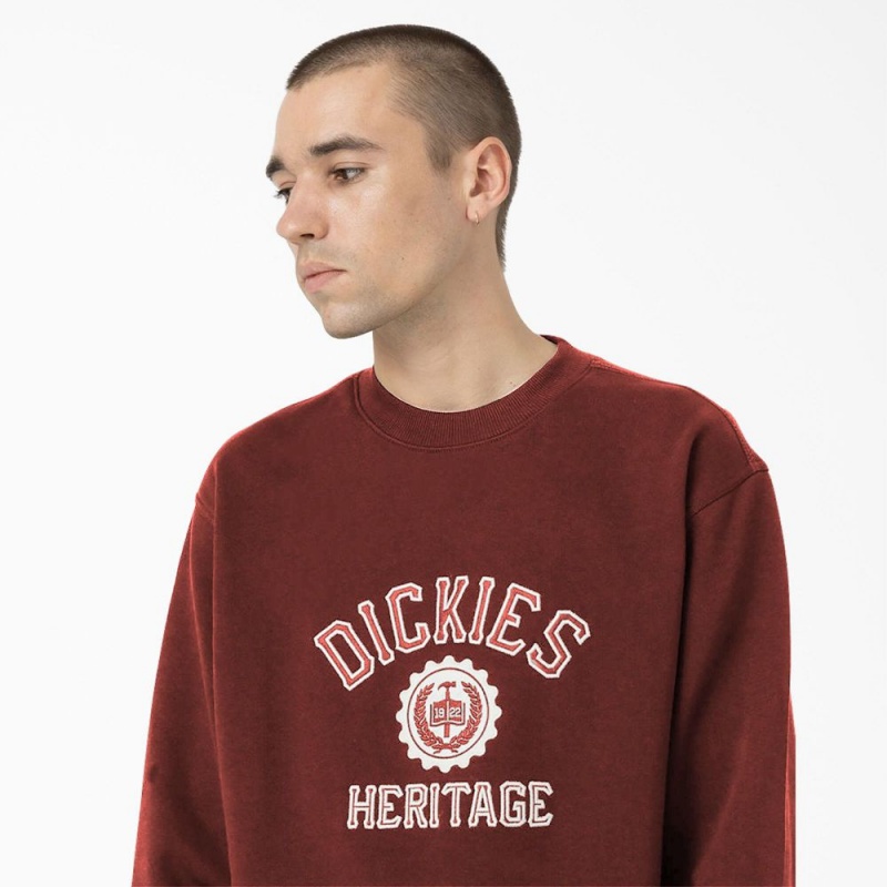 Red Men's Dickies Oxford Graphic Sweatshirt | BPC653049