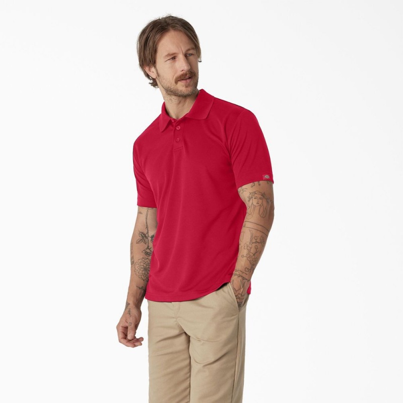 Red Men's Dickies Short Sleeve Performance Polo Shirt | ICO621493