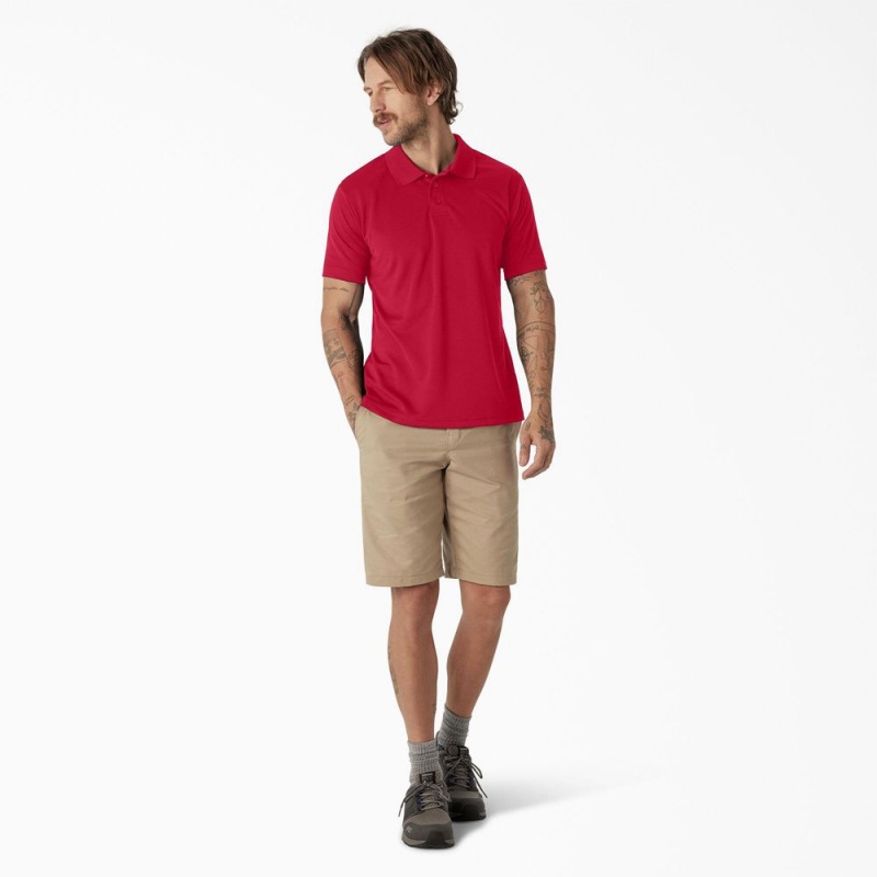 Red Men's Dickies Short Sleeve Performance Polo Shirt | ICO621493