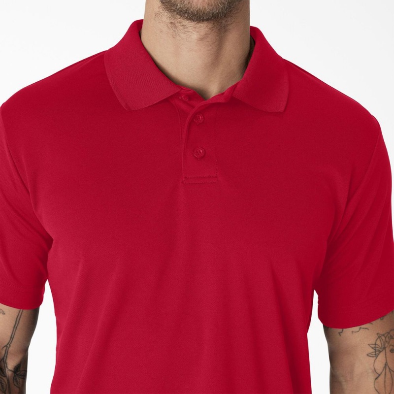 Red Men's Dickies Short Sleeve Performance Polo Shirt | ICO621493