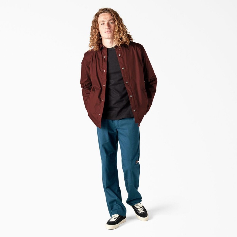 Red Men's Dickies Skateboarding Coaches Jacket | IUL408125