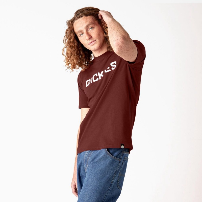 Red Men's Dickies Skateboarding Logo T-Shirt | ZNI850269