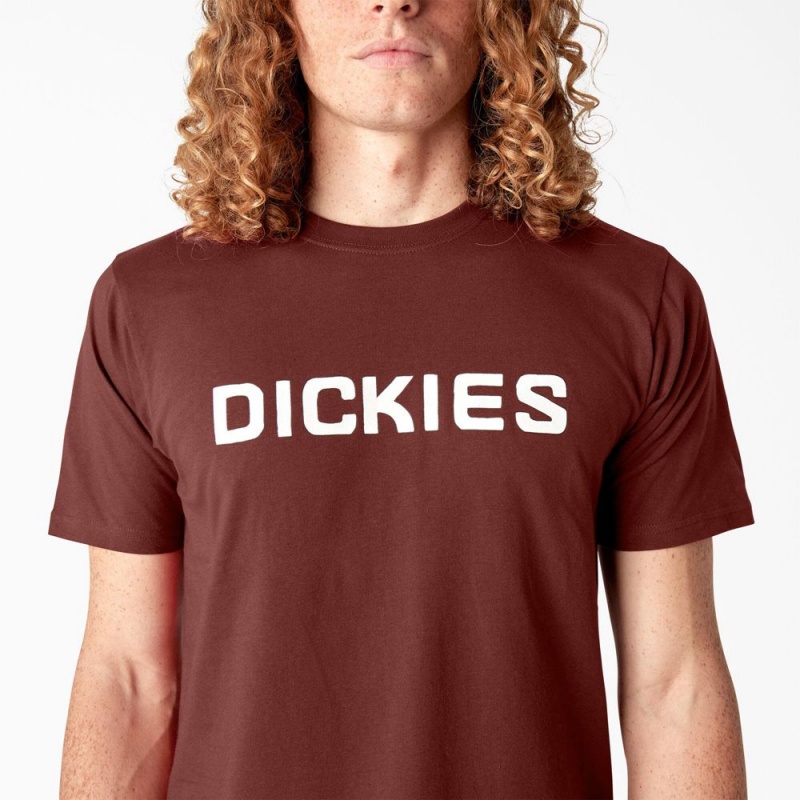 Red Men's Dickies Skateboarding Logo T-Shirt | ZNI850269