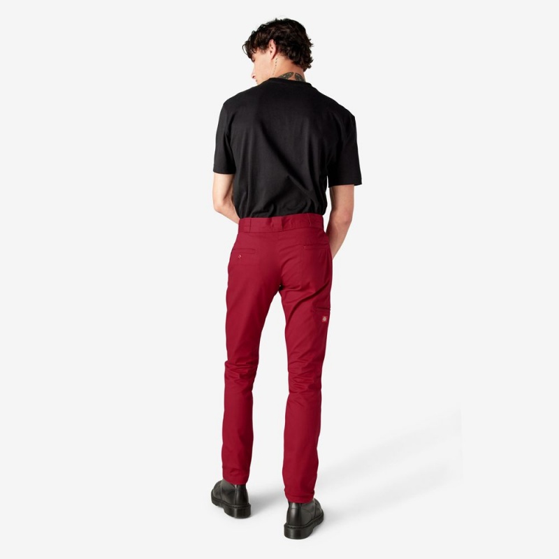 Red Men's Dickies Skinny Fit Double Knee Work Pants | GIP028719