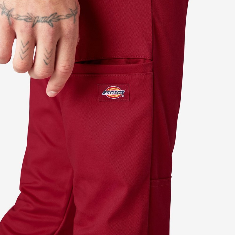 Red Men's Dickies Skinny Fit Double Knee Work Pants | GIP028719