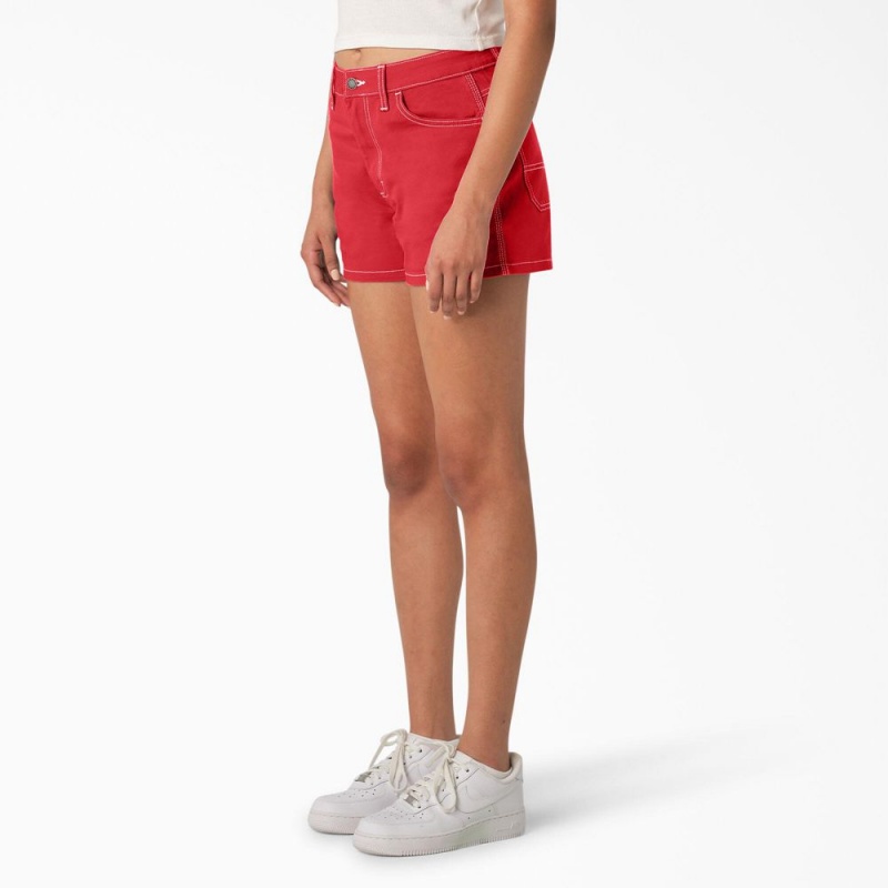 Red Women's Dickies Carpenter Shorts | VOU408135