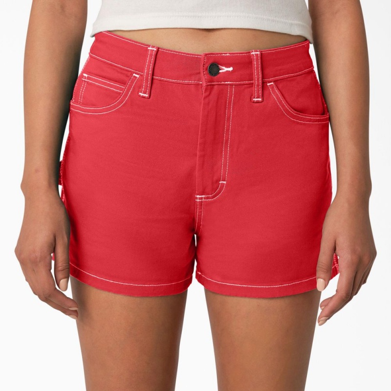 Red Women's Dickies Carpenter Shorts | VOU408135