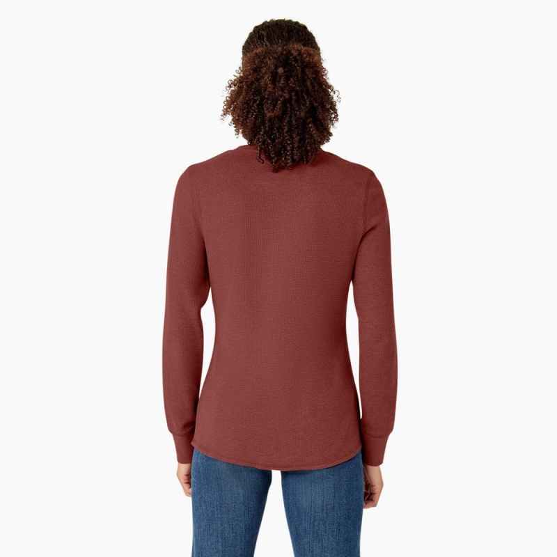 Red Women's Dickies Long Sleeve Thermal T-Shirt | MFX863954