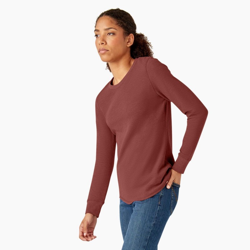 Red Women's Dickies Long Sleeve Thermal T-Shirt | MFX863954