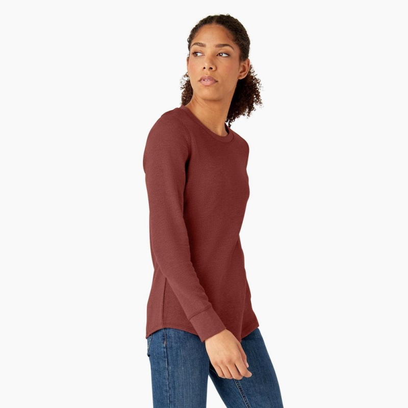 Red Women's Dickies Long Sleeve Thermal T-Shirt | MFX863954