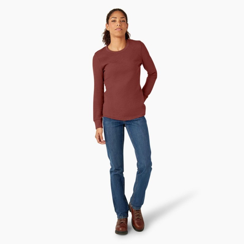 Red Women's Dickies Long Sleeve Thermal T-Shirt | MFX863954