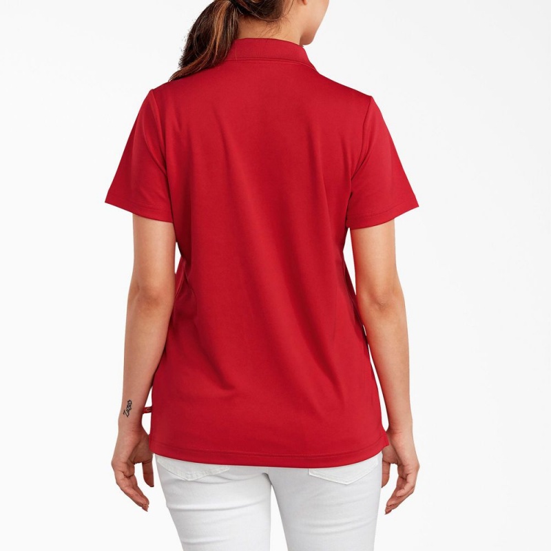 Red Women's Dickies Performance Polo Shirt | GQI089164