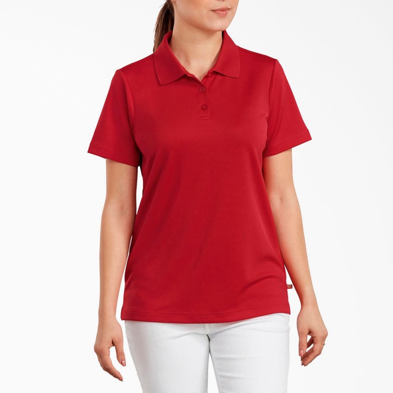 Red Women\'s Dickies Performance Polo Shirt | GQI089164