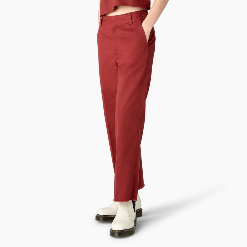 Red Women's Dickies Regular Fit Cropped Pants | CIR817265