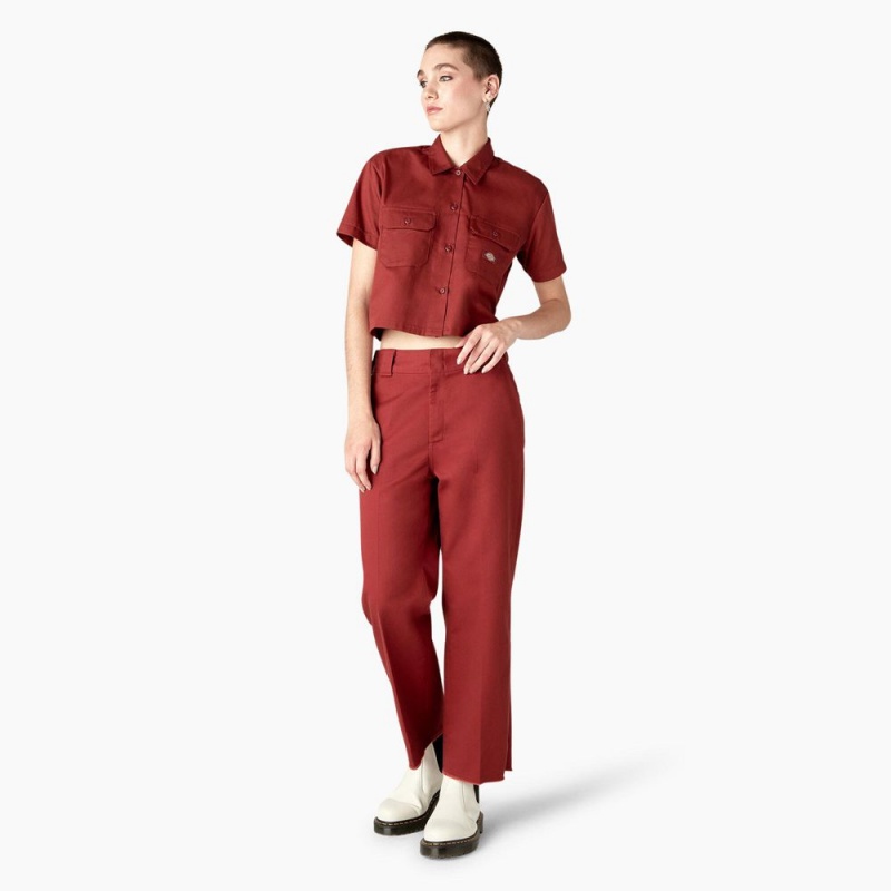 Red Women's Dickies Regular Fit Cropped Pants | CIR817265