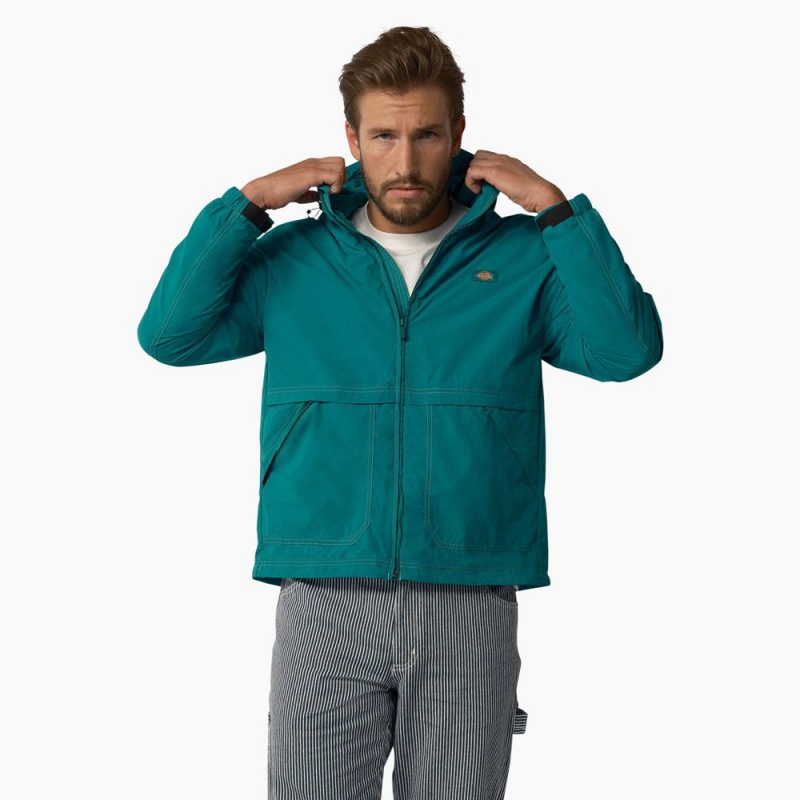 Turquoise Men\'s Dickies Jackson Windbreaker Jacket | CUN219043