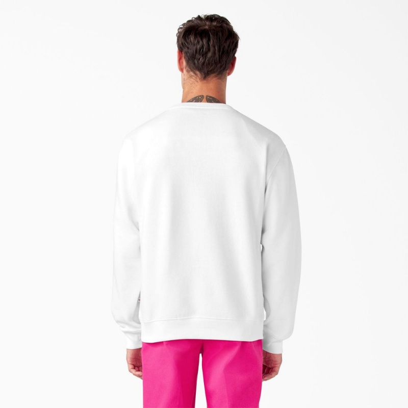 White Men's Dickies Breast Cancer Awareness Logo Sweatshirt | AVT970654