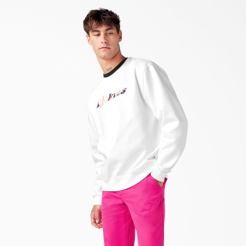 White Men's Dickies Breast Cancer Awareness Logo Sweatshirt | AVT970654