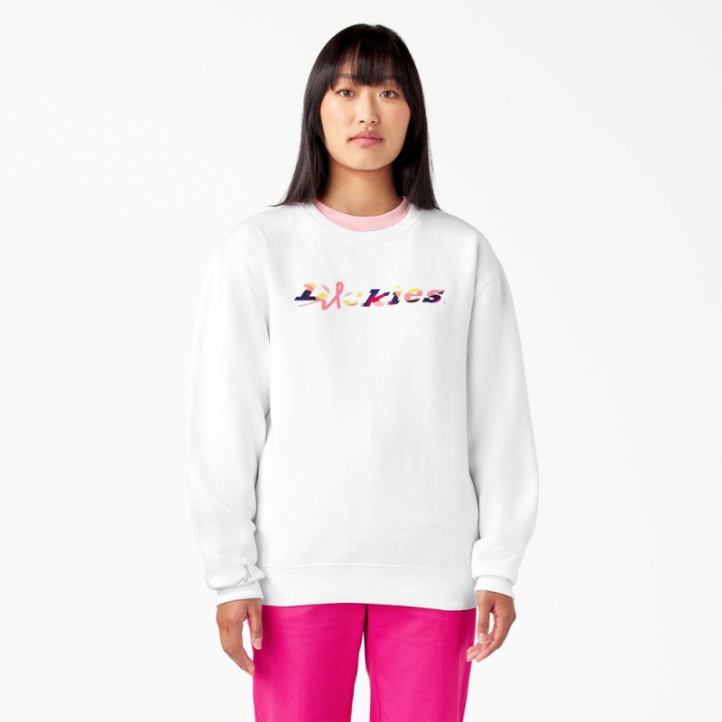 White Men\'s Dickies Breast Cancer Awareness Logo Sweatshirt | AVT970654