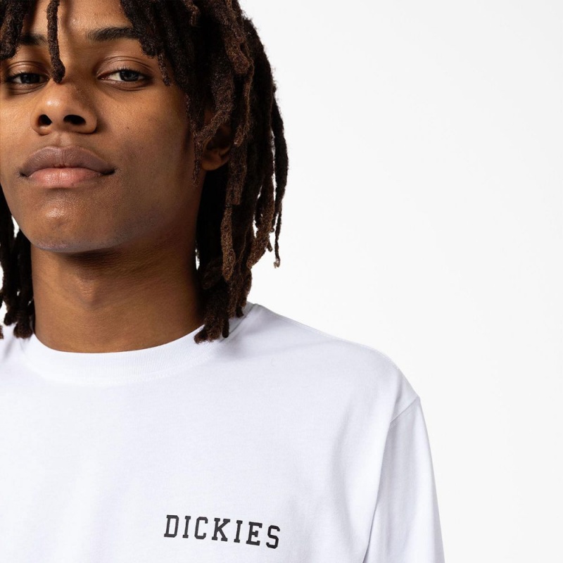 White Men's Dickies Cleveland Long Sleeve T-Shirt | NZL274096