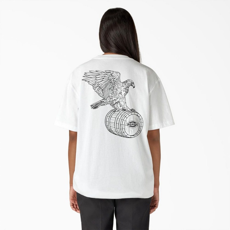 White Men's Dickies Eagle Barrel Heavyweight T-Shirt | NFO132596