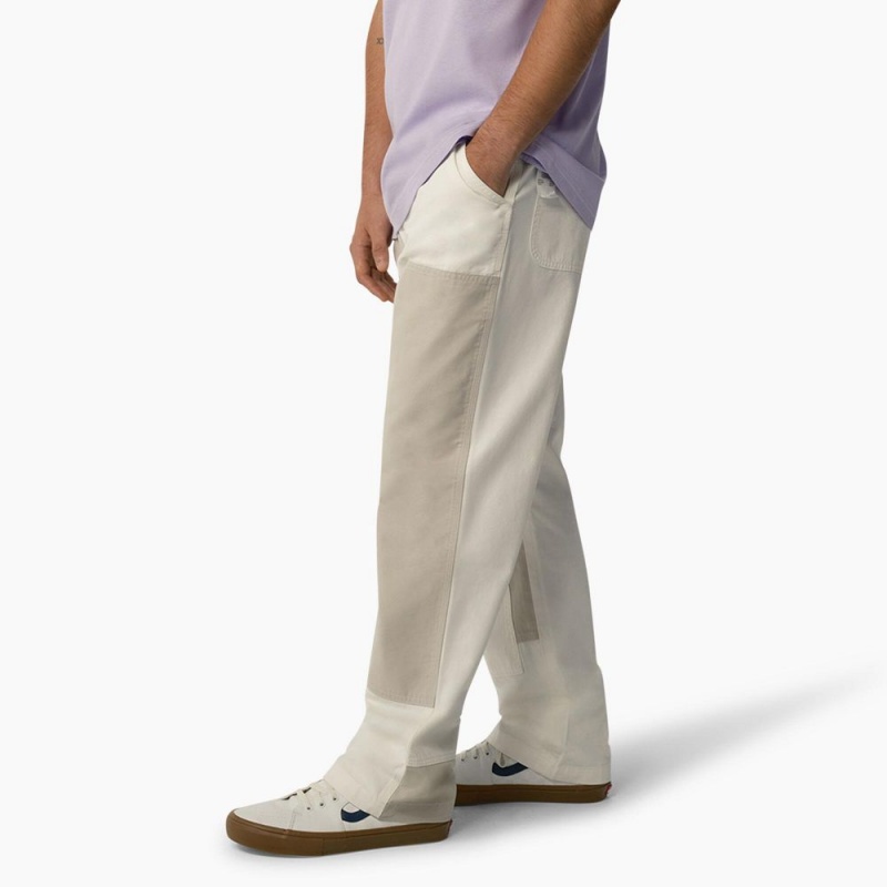 White Men's Dickies Eddyville Relaxed Fit Double Knee Pants | EDY638054