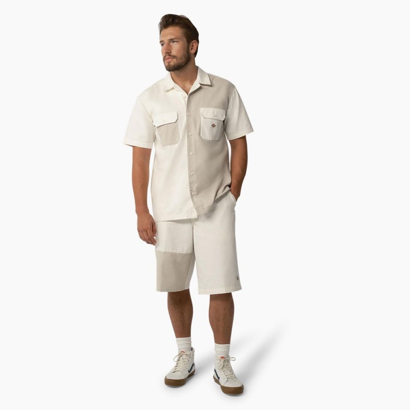 White Men's Dickies Eddyville Short Sleeve Work Shirts | SCH439612