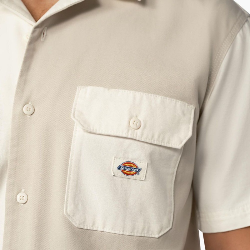 White Men's Dickies Eddyville Short Sleeve Work Shirts | SCH439612