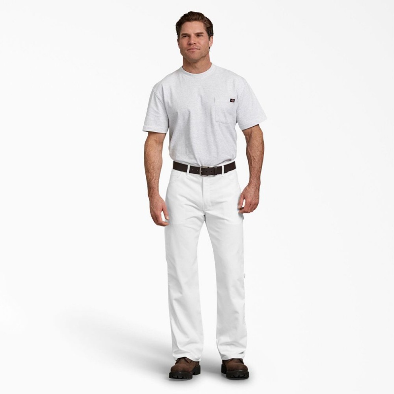 White Men's Dickies FLEX Relaxed Fit Painter's Pants | BKG617082