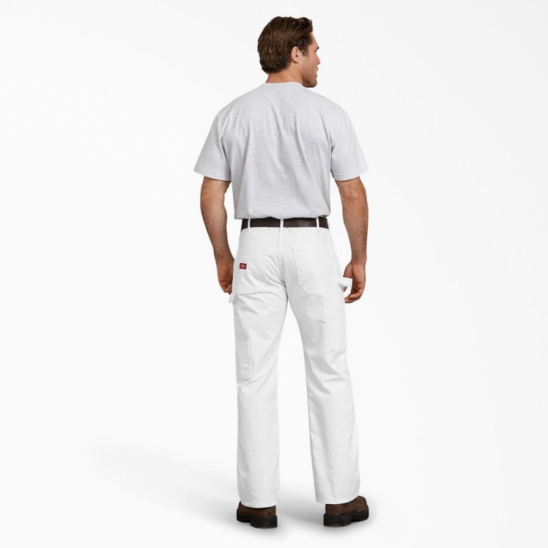 White Men's Dickies FLEX Relaxed Fit Painter's Pants | BKG617082