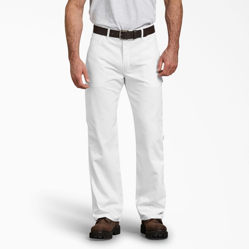 White Men\'s Dickies FLEX Relaxed Fit Painter\'s Pants | BKG617082