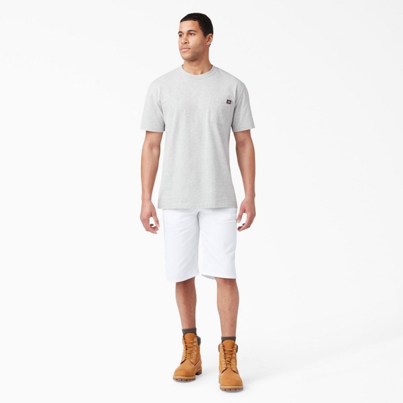 White Men's Dickies FLEX Relaxed Fit Utility Painter's Shorts | CEW389410