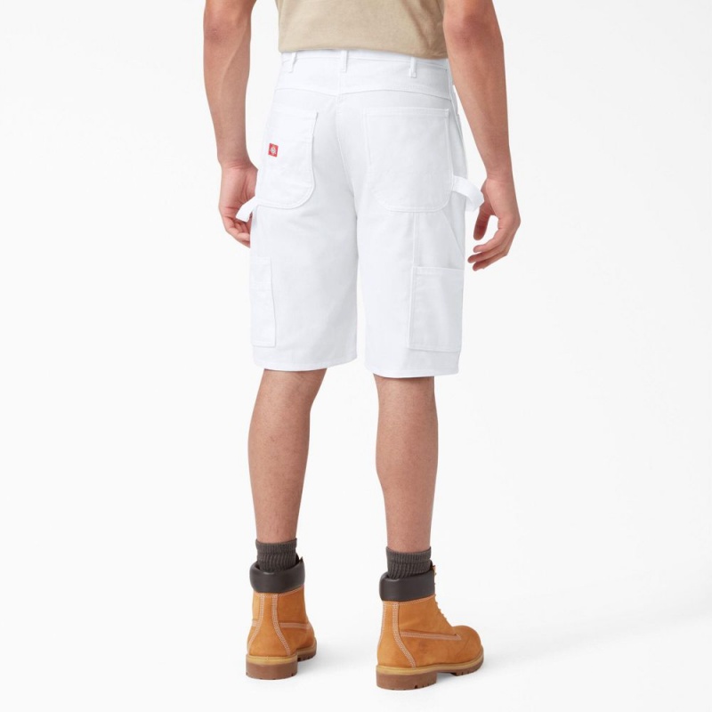 White Men's Dickies FLEX Relaxed Fit Utility Painter's Shorts | INC647183