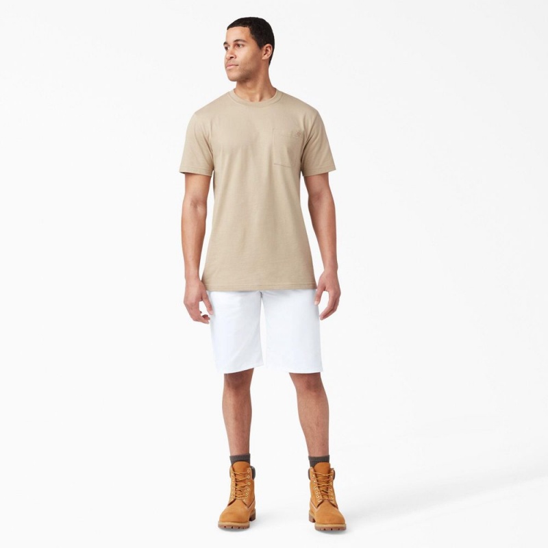 White Men's Dickies FLEX Relaxed Fit Utility Painter's Shorts | INC647183