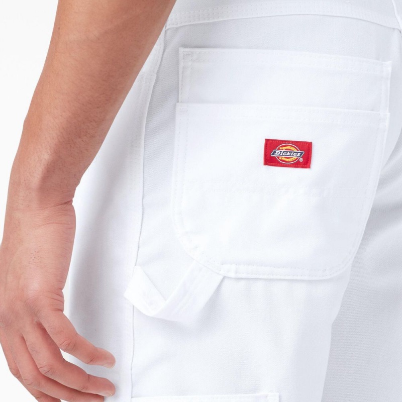 White Men's Dickies FLEX Relaxed Fit Utility Painter's Shorts | INC647183