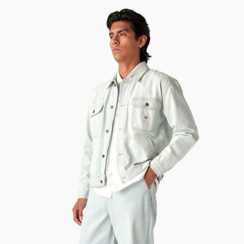 White Men's Dickies Madison Denim Jacket | FCK306847