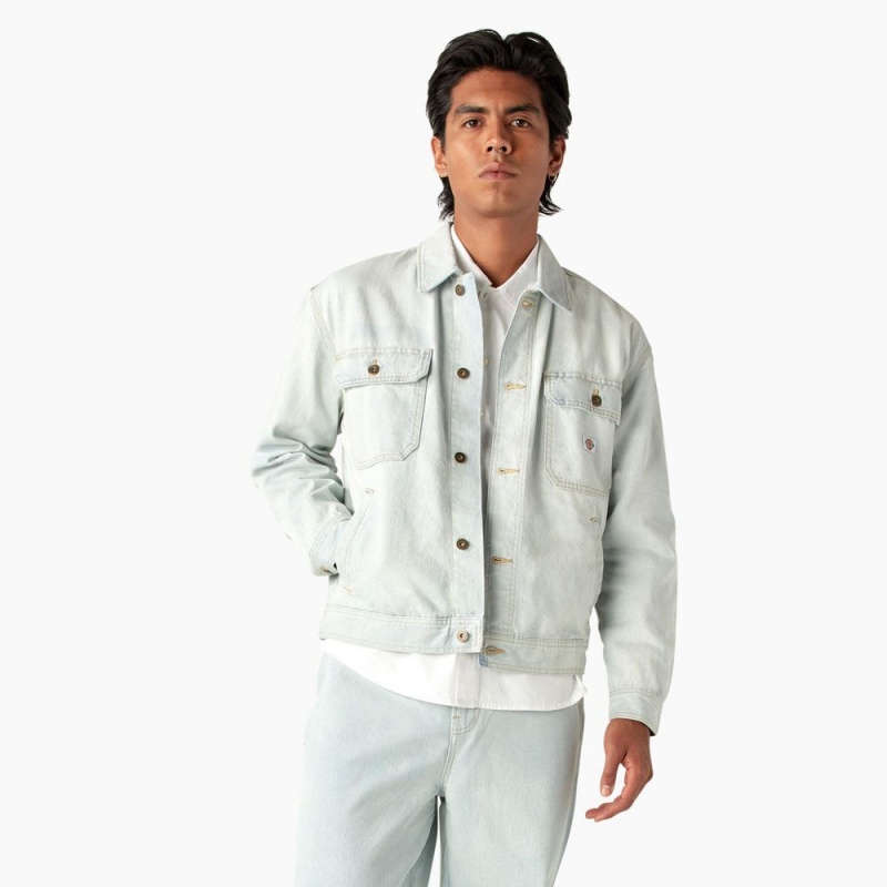 White Men\'s Dickies Madison Denim Jacket | FCK306847