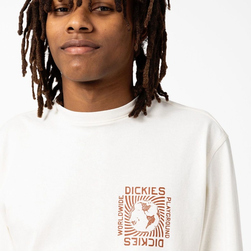 White Men's Dickies Marbury Long Sleeve T-Shirt | LME198265