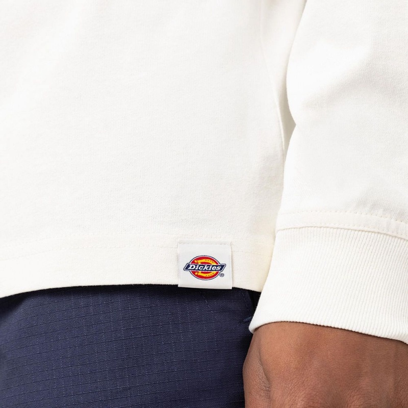 White Men's Dickies Marbury Long Sleeve T-Shirt | LME198265