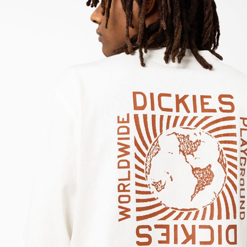 White Men's Dickies Marbury Long Sleeve T-Shirt | LME198265