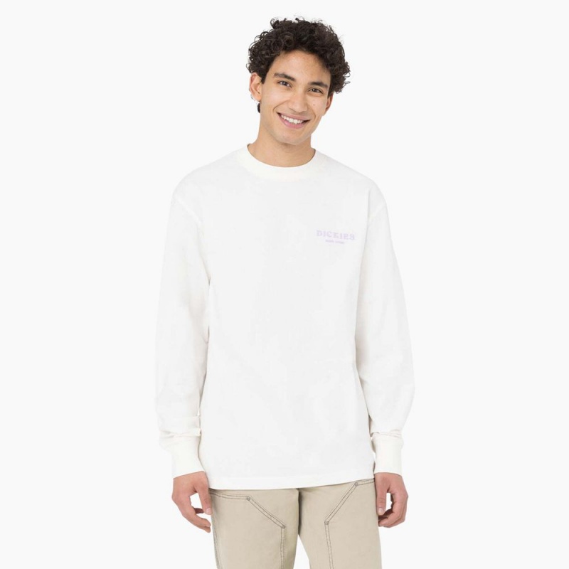 White Men's Dickies Oatfield Long Sleeve T-Shirt | CMZ135420