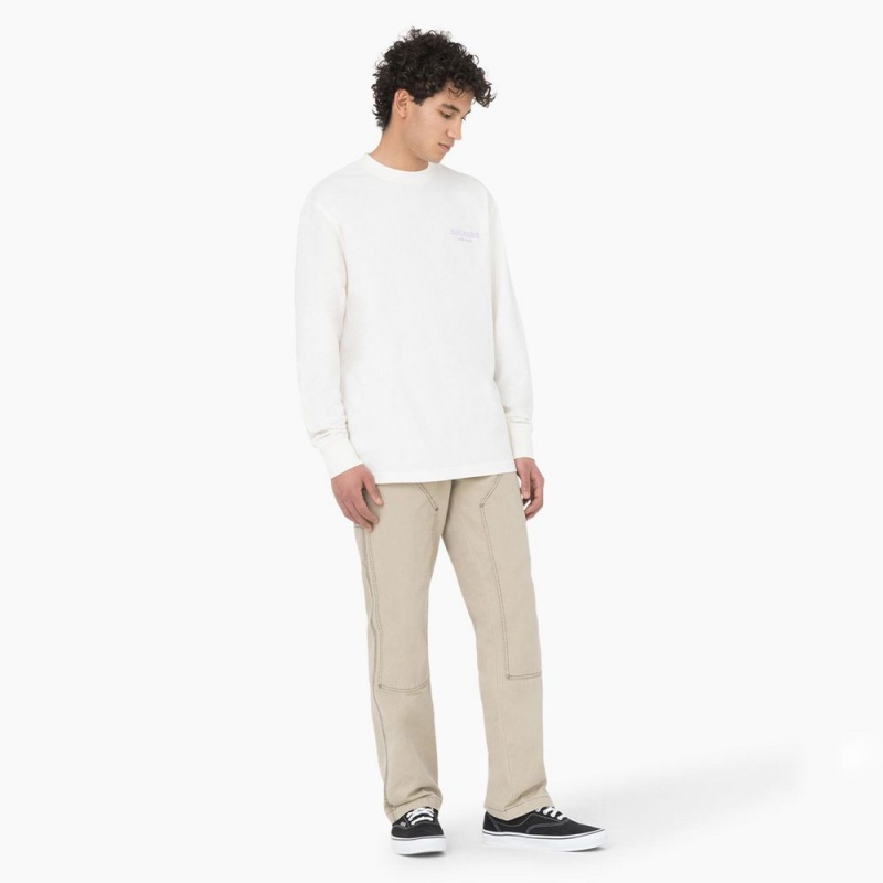 White Men's Dickies Oatfield Long Sleeve T-Shirt | CMZ135420