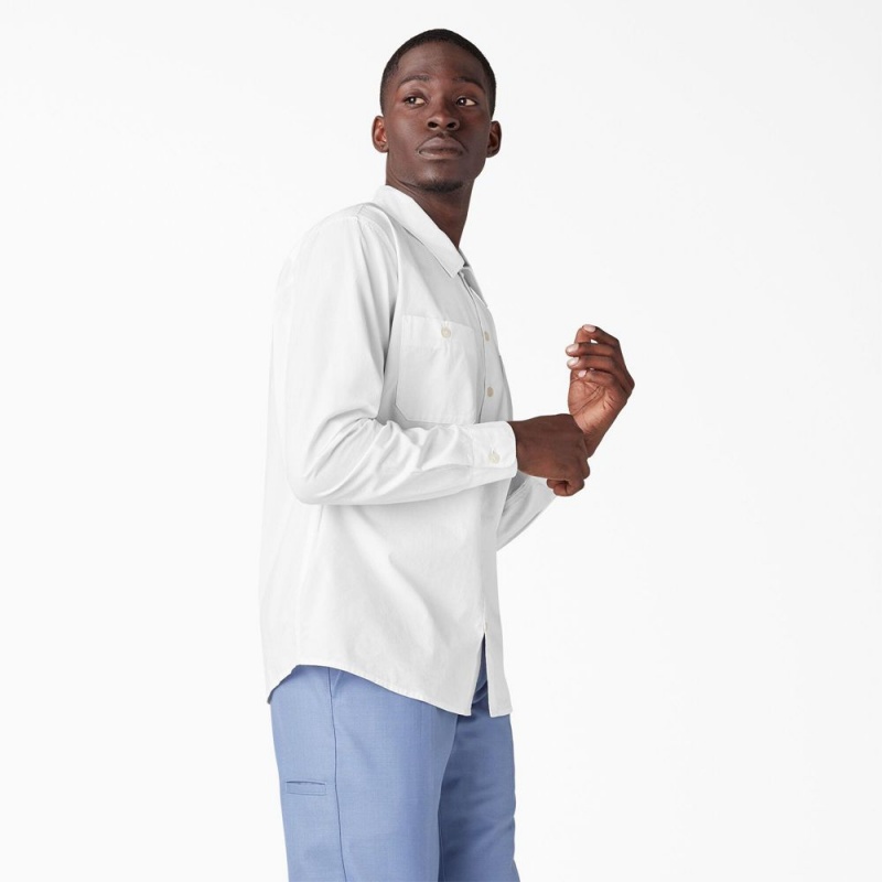 White Men's Dickies Premium Collection Service Shirt | HLN164872